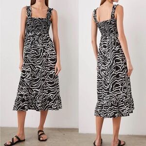 Rails Rumi Midi Smocked Dress Contour Lines Black & White Sz Medium NWT